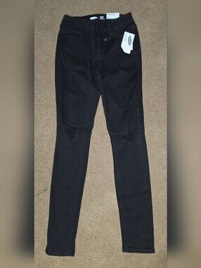 Old Navy Black Skinny Jeans with Knee Distress
